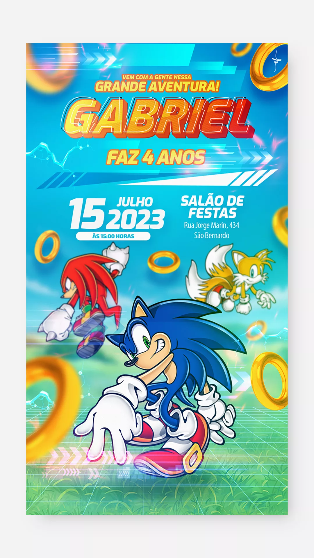 Convite Digital Sonic Corrida Infinita